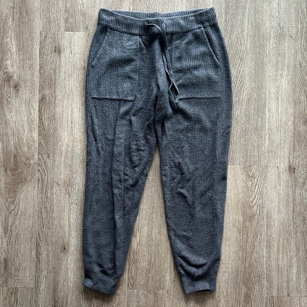 Barefoot‎ Dreams CozyChic Lite Rib Blocked Pant Jogger Carbon Small Mid Rise